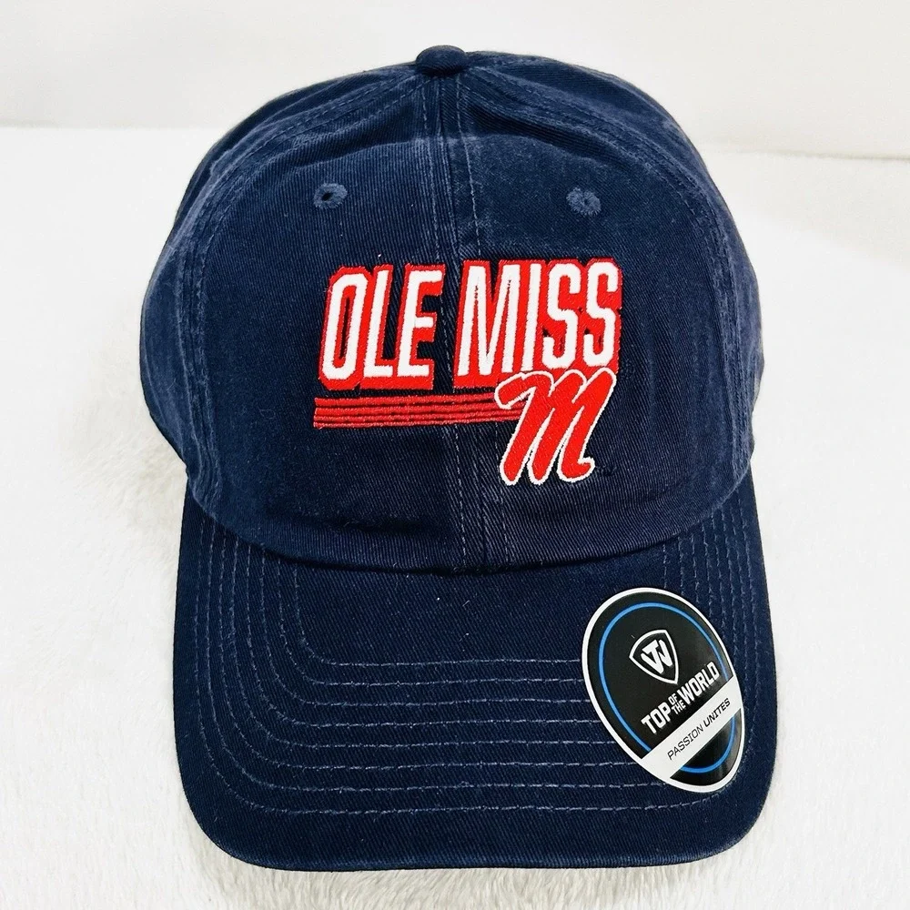 Ole Miss Rebels Top of the World Slice Hat Cap Adjustable Strapback‎ NCAA Blue